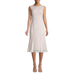 NWT Adrianna Papell Knit Stripe Trumpet Hem Midi Dress Size 6
